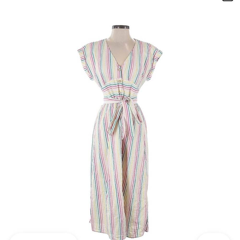 Loft rainbow striped dress size 4